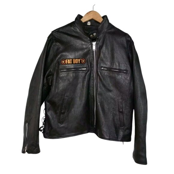 VTG Paragon International Harley Davidson Fatboy Leather Jacket READ DESCRIPTION - Picture 1 of 12